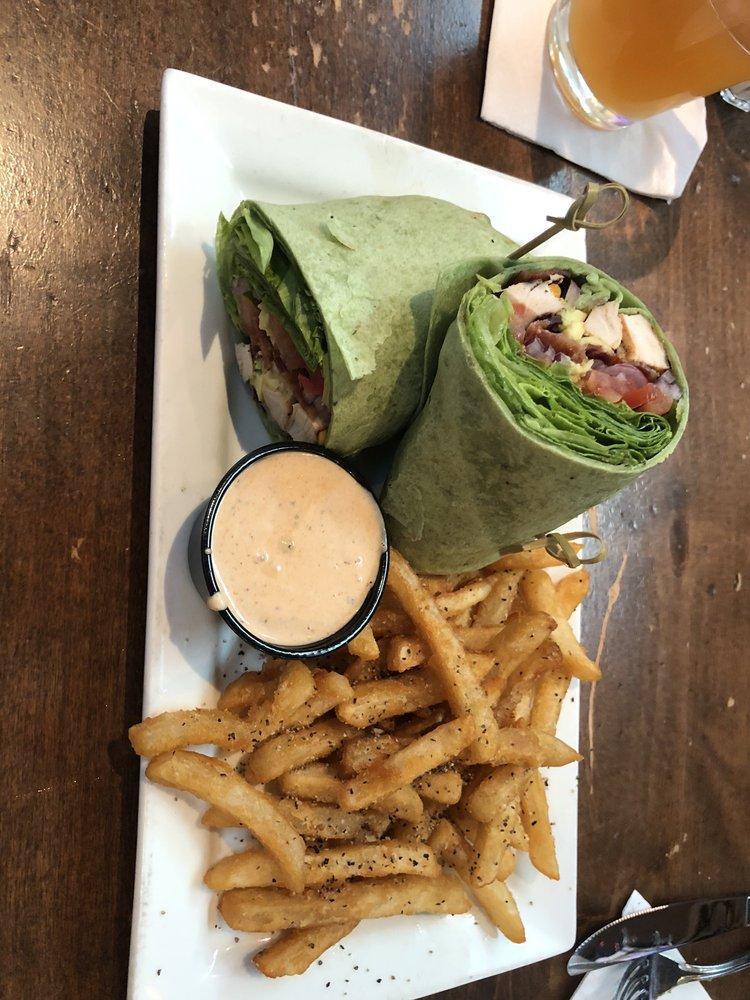 Alpine Chicken Wrap · Chilled, roasted chicken with chipotle ranch, cheddar, avocado, bacon,
lettuce, tomato and onion in a flour tortilla.