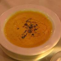 Tomato Lobster Bisque · Freshly prepared in house.