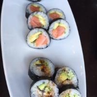 Unagi Roll · Cooked eel, cucumber, avocado, sushi rice, seaweed paper.