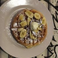 Belgian Waffle · Gigantic, thick and sweet, golden brown, and baked to order