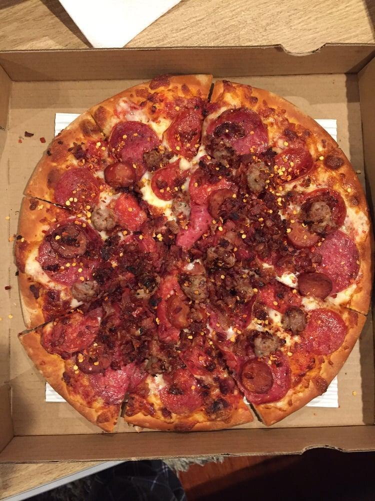 Meat Lovers Pizza · Italian salami, pepperoni, bacon, Italian sausage and linguica on top of homemade tomato sauce.