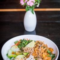 House Pad Thai · Yakisoba noodle, roasted mushrooms, long beans, carrots, napa cabbage, bean sprouts, bok cho...
