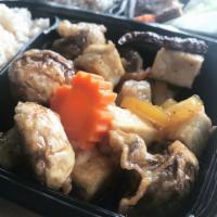 Orange Tofu Mushroom · Deep-fried, battered mushrooms and tofu tossed in house-made orange sweet & sour sauce. Serv...