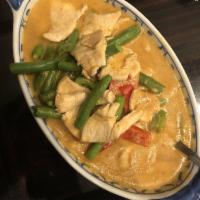 Panang Curry · Choice of meat with green bean and bell pepper. Choice of meat.