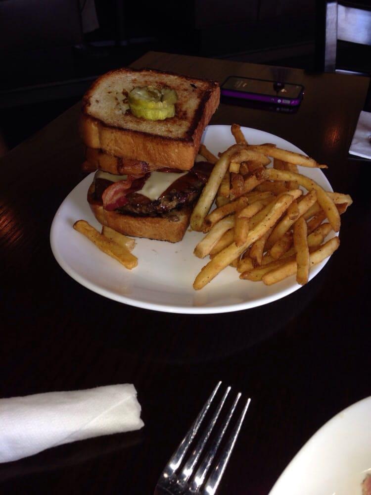 Texas Burger · Blu Alehouse favorite: with jalapeno steak sauce, pepper jack cheese, bacon and onion ring on garlic Texas toast.
