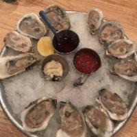 Oyster Platter · Dozen east coast oysters, mignonette, horseradish, lemon