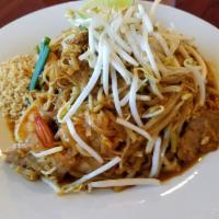 Pad Thai · Served with egg batter, bean sprouts, fresh green onion and roasted peannuts.