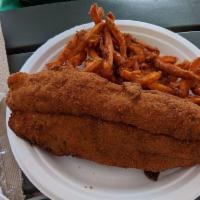 Fish and Chips · Fresh fillet battered and fried.