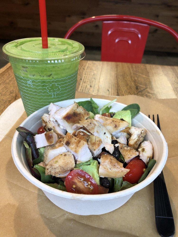 Southwest Chicken Salad · GOOD greens, chicken, black bean & corn salsa, avocado, grape tomatoes, toasted corn*, chipotle purée, balsamic vinaigrette (cal: 740) - Gluten Free - Allergens: N/A. *Toasted Corn - Temporarily Out of Stock!