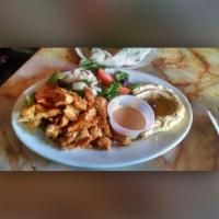 Chicken Gyro · Marinated Halal chicken breast, wrapped around rotisserie and cooked to perfection. Served w...