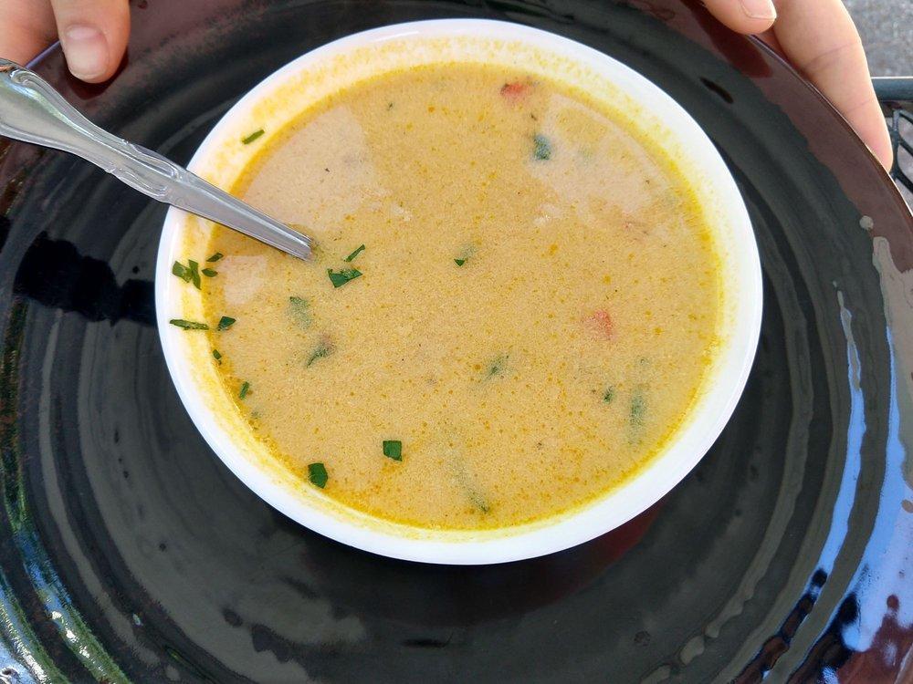 Tripe Soup · Ciorba de burta. 
Beef tripe soup served with sour cream