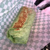 Breakfast Wrap · Crispy bacon, scrambled eggs, potatoes, sauteed onions & green bell peppers, tomatoes, chedd...