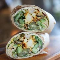 Chicken Kabob Wrap · Wrapped with romaine lettuce, cucumbers, tomatoes, pickles, hummus spread, tahini and garlic...
