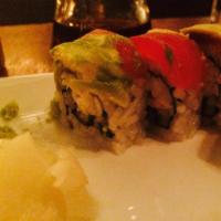 Rainbow Roll · Tuna, salmon, hamachi, shrimp, crab, avocado and cucumber.