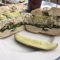 Tom's Terrific Tuna Sandwich · White albacore tuna, dill, celery, red onion, romaine lettuce, tomatoes and cucumber. Please...