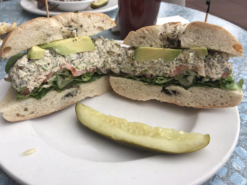 Tom's Terrific Tuna Sandwich · White albacore tuna, dill, celery, red onion, romaine lettuce, tomatoes and cucumber. Please contact merchant about Tom Terrific.