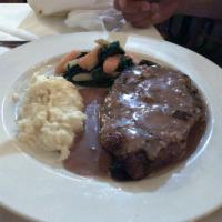 Grilled Angus Rib-eye · Peppercorn  sauce or herb butter / potatoes / spinach 