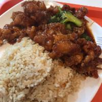 Crispy Honey Chicken with Broccoli · Juicy breaded chicken fried and sauteed with broccoli in a sweet honey teriyaki sauce.