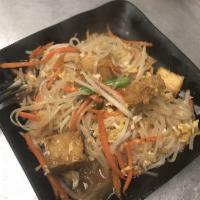 Pad Thai Noodle · Rice noodle stir-fried with egg, julienned carrot, bean sprouts, scallion and our tangy, swe...