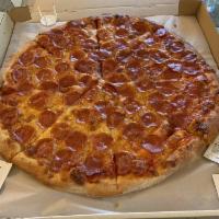 Pepperoni Pizza · All-natural mozzarella, homemade tomato sauce, and imported pepperoni.