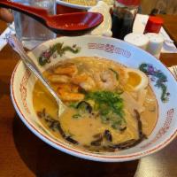 Miso Ramen · Same base. Tonkotsu pork broth noodles with miso dashi, topped with pork belly chashu, kikur...