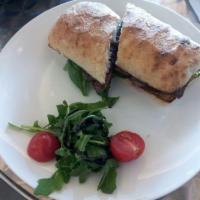 Filet Mignon Sandwich · 3 oz. filet mignon, seasoned and seared and served with baby spinach on a ciabatta roll with...