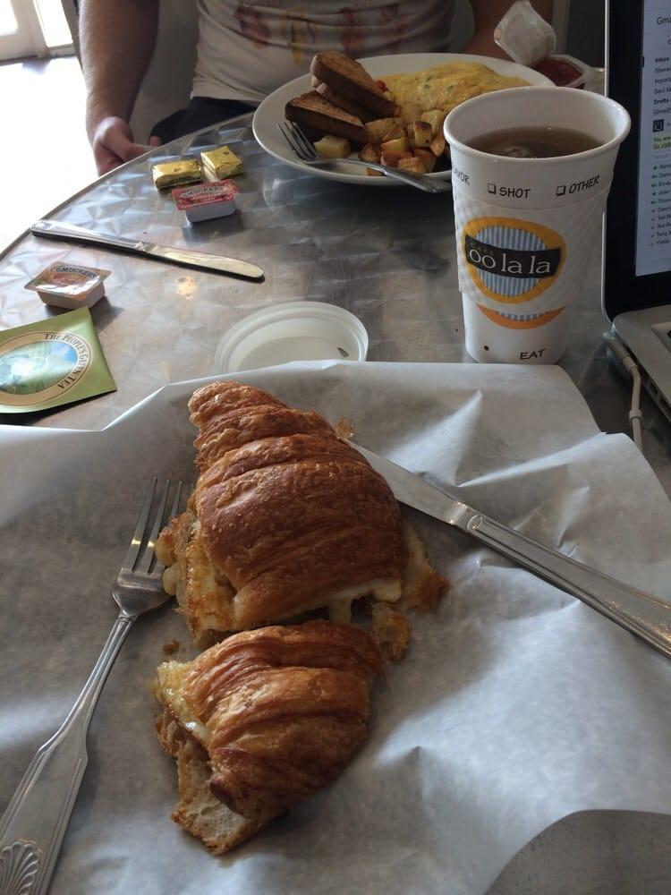 Bacon, Egg and Cheese Croissant Sandwich · Bacon, two eggs and American cheese on a croissant.