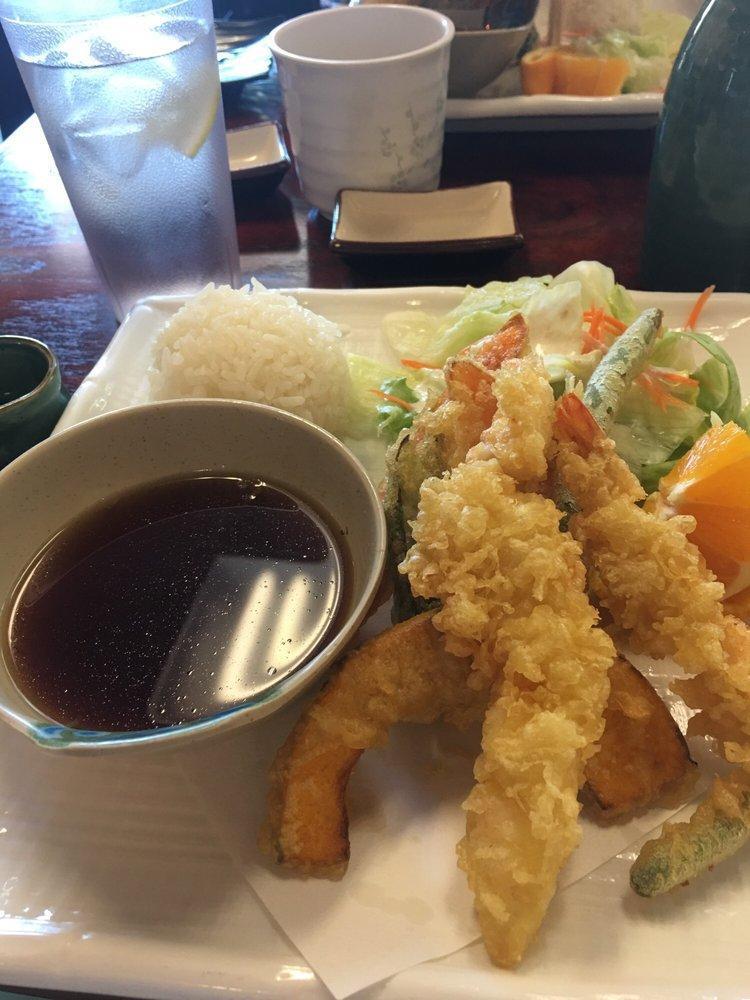 Mixed Tempura · Battered prawns and vegetables. Served with salad and rice.