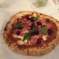 Viola Pizza · House marinara, five cheeses, prosciutto, blackberries, olive oil and basil.