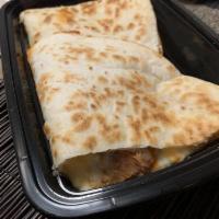 Chicken Quesadilla · Chicken. Corn or flour tortilla, chihuahua cheese, sour cream, and topped with pico de gallo...