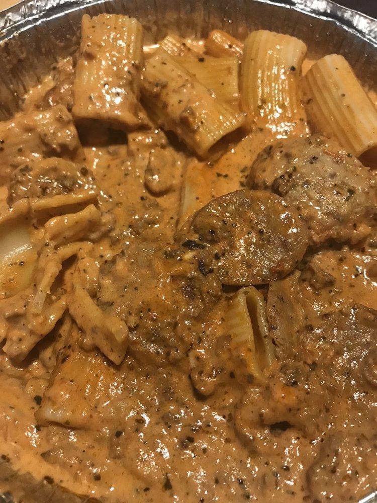 Rigatoni Special · Rigatoni pasta with meatballs, meat sauce, sausage, mushrooms, in creamy pink sauce.