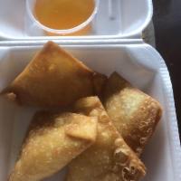 Crab Rangoon · 6 piece wonton stuffed with imitation crab, onions, and cream cheese deep fried. served with...