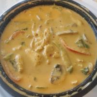 Panang Curry · Thai peanut curry paste, with basil, and bell pepper. Served with jasmine rice.