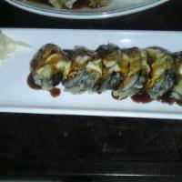 Las Vegas Roll · Inside is avocado, cream cheese, crab sticks and eel, outside is deep fried with spicy mayo ...