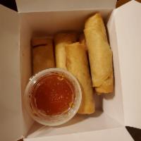 5 Spring Rolls · Stuffed with cabbage, carrot, glass noodle, then golden fried. Served with plum sauce.