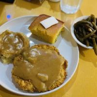Chicken Fried Steak · 4 oz. beef cutlet smothered in our soon to be famous gravy. Each cutlet is seasoned before w...