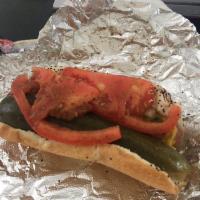 Chicago Style Dog · Steamed pure Vienna beef hot dog with mustard, relish, onions, pickles, sport peppers, tomat...