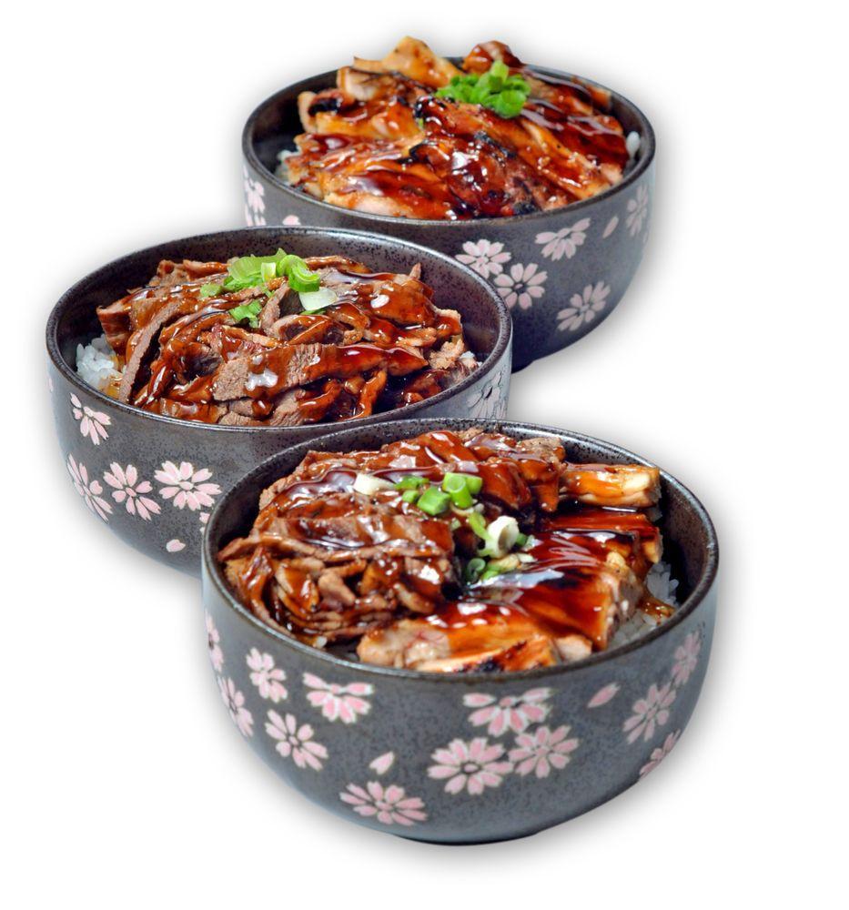Beef Teriyaki Bowl · Marinated sliced steak, grilled to order and served with our
signature sauce on a bed of rice.