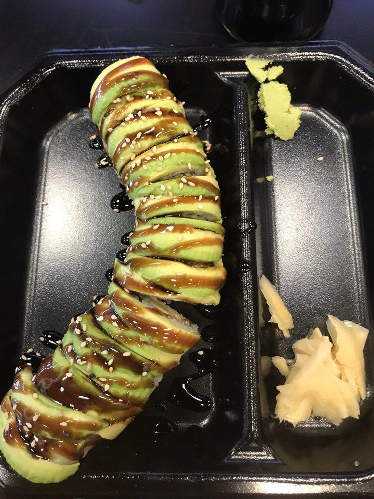 Avocado Roll · California roll inside with avocado on top.