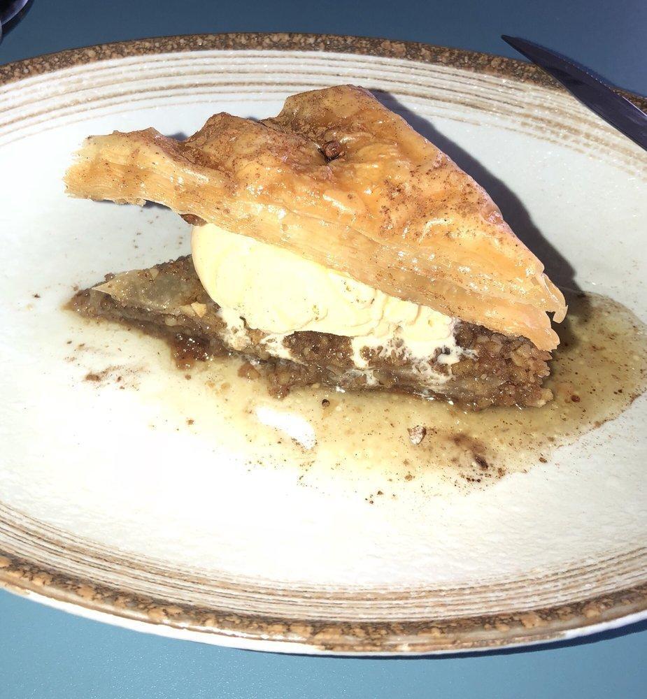 Baklava · Almonds, walnuts, pistachio, cinnamon spiced syrup layered with phyllo.