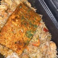 Seafood Rice · Jasmine Rice Molded with Shrimp, Lump Crab Meat and Tilapia
