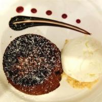 Molten Lava Cake · with one scoop of vanilla ice cream