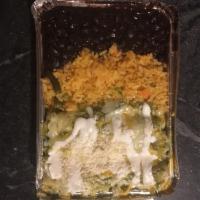 Enchiladas Regulares · Three (3) Enchiladas with your choice of stuffing topped with melted cheese and covered with...