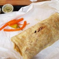 California Burrito · Carne asada or chicken, sour cream, french fries inside, onions, tomato, cilantro, Jack and ...