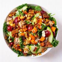 Harvest · power greens blend, blue cheese, granny smith apples, sweet potatoes, carrots, candied walnu...