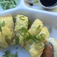 Spicy Yellow Tempura Roll · Spicy tuna tempura, eel sauce, and green onion.