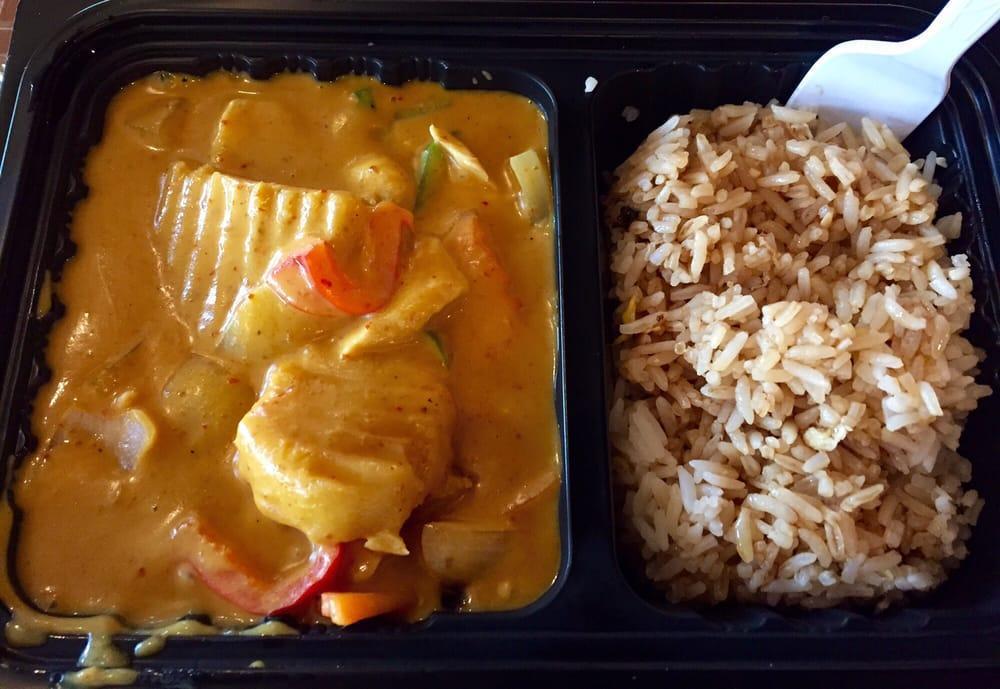 Yellow Curry · The mildest curry prepared from freshly picked veggies and yellow curry paste comes together with creamy coconut milk and potatoes to satisfy hunger of all curry craving! - yellow curry paste, rich coconut milk, potato, onion, carrot, bell pepper.