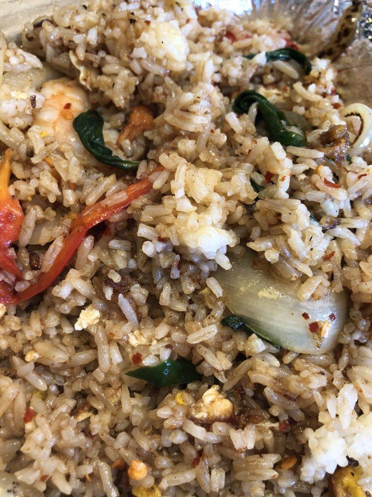 Basil Fried Rice · Stir-fried with eggs, onions, red bell peppers and Thai basil. Can be made vegan.