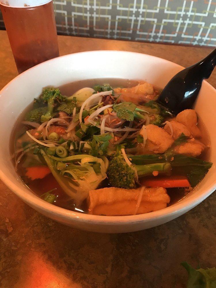 Vegetarian Pho · Richly seasoned 100% vegetable stock ladled over rice noodles, vegetables and mushrooms. Veggie.