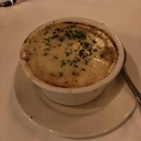 Baked French Onion Soup · Onion Soup, soup crouton and swiss cheese